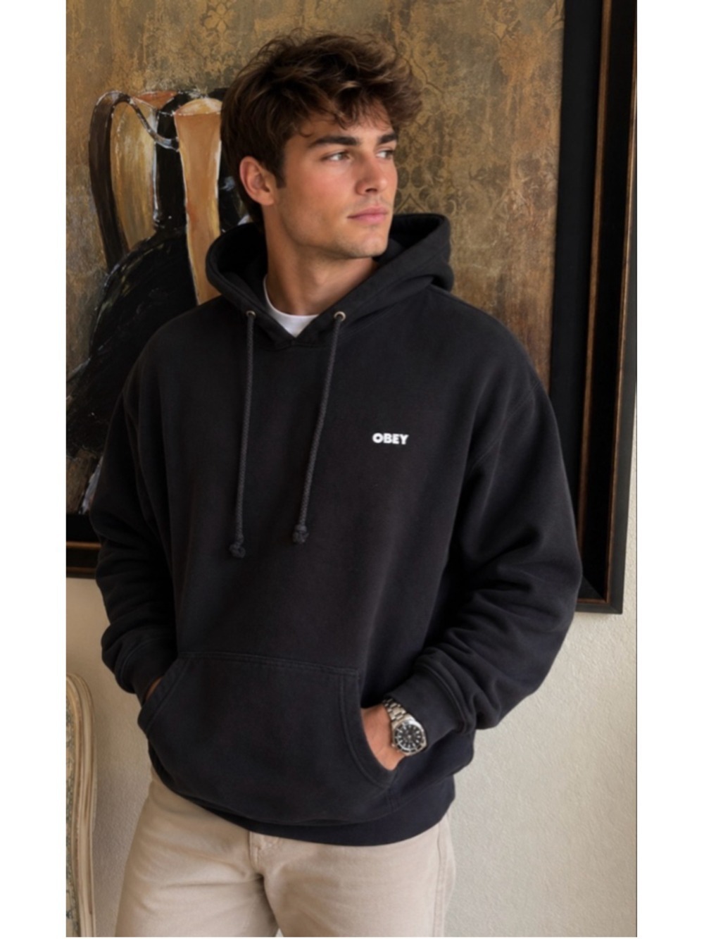Men's Obey Black Hoodie XL